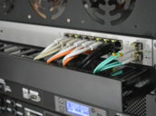 black network switch with cables